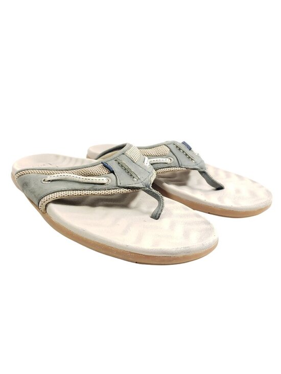 Sperry Other - Sperry Mens Size 11 Gray Leather Flip Flop Sandals Non-Slip Sole